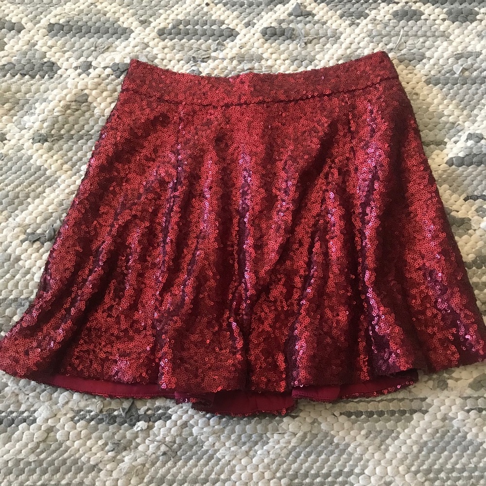 Tobi red sequin skater skirt